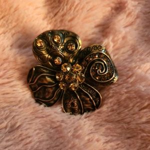 Crystalized Gold Flower Stretch Ring